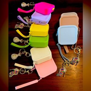 Silicone Purse with Rhinestone Keychain Pendant.   5 for $14. Specify colors